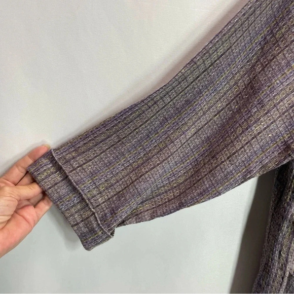 Flax Linen Woven Multi Color Tweed Button Down Top - Picture 5 of 7